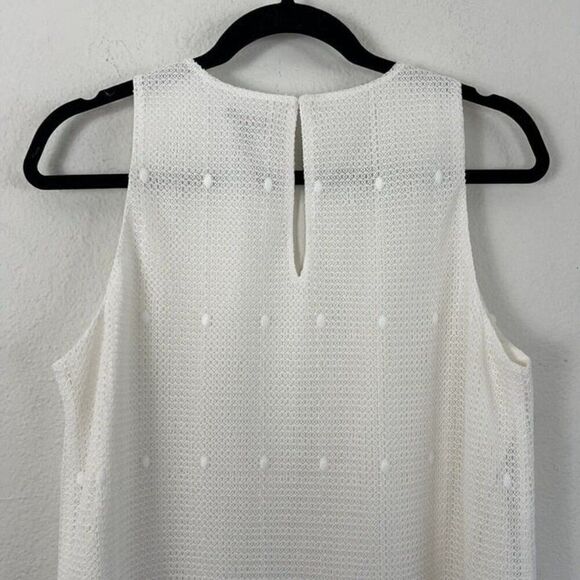 Ann Taylor NWT Size 8 White Sleeveless Embroidered Floral Lace Sheath Dress - Picture 9 of 10